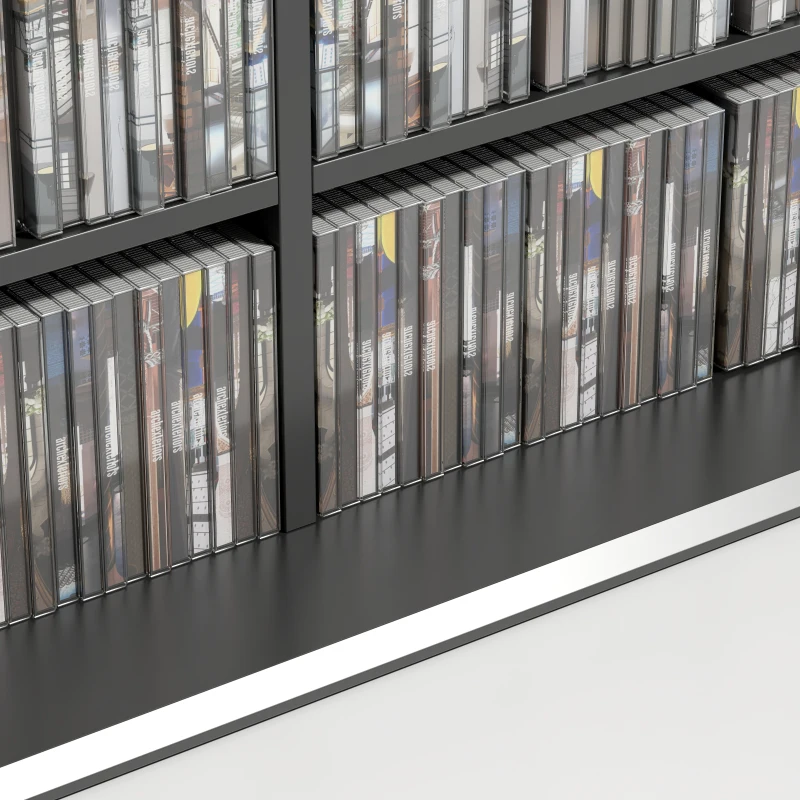 HOMCOM Media Storage Cabinet, 8-Tier DVD Shelf with 18 Adjustable Shelves, Holds 1032 CDs, 594 DVDs or Blu-rays, Black