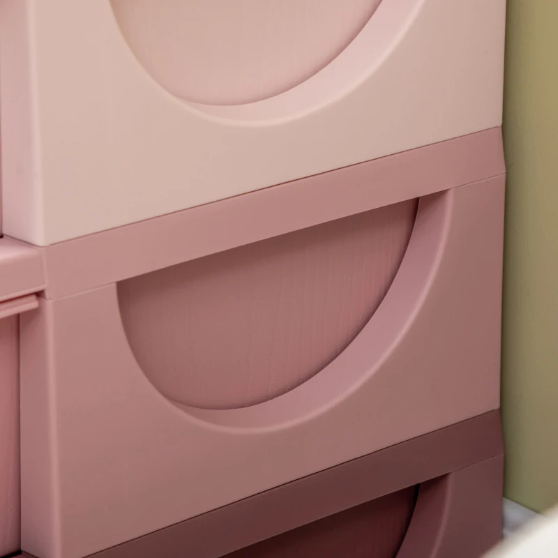 Qaba 3 Tier Kids Storage Organizer with 6 Drawers for Bedroom, Nursery, Kindergarten, Living Room, Boys and Girls, Pink