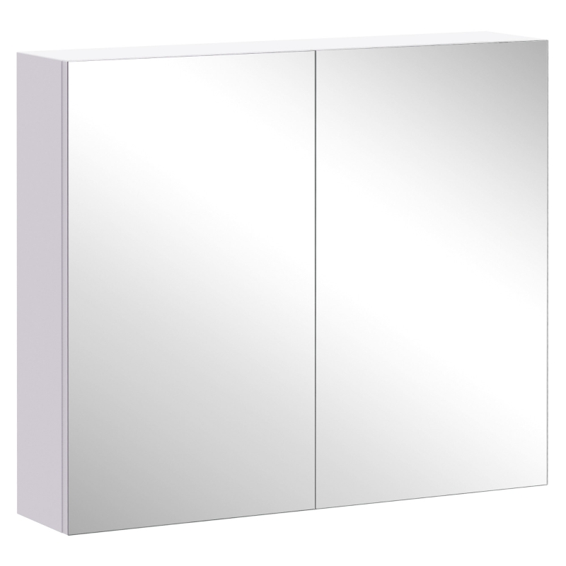 HOMCOM Wall Mount Mirrored Medicine Cabinet, Bathroom Mirror Cabinet with Adjustable Shelf, Double Soft Closing Doors, Light Lilac