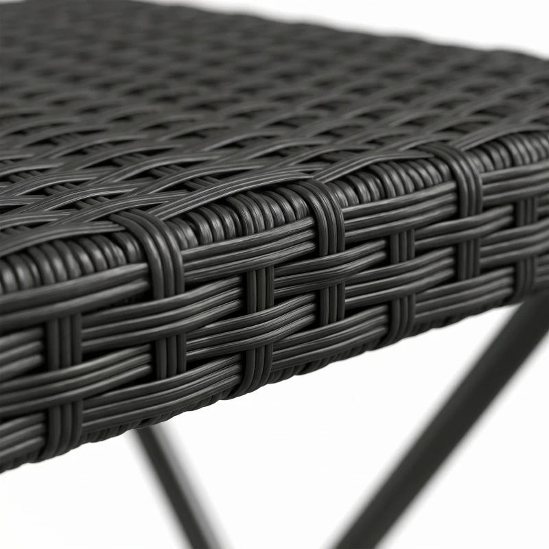 Outsunny Patio Wicker Coffee Table, Outdoor PE Rattan Garden Folding Side Table, 15.75"x15.75"x15.75", Black