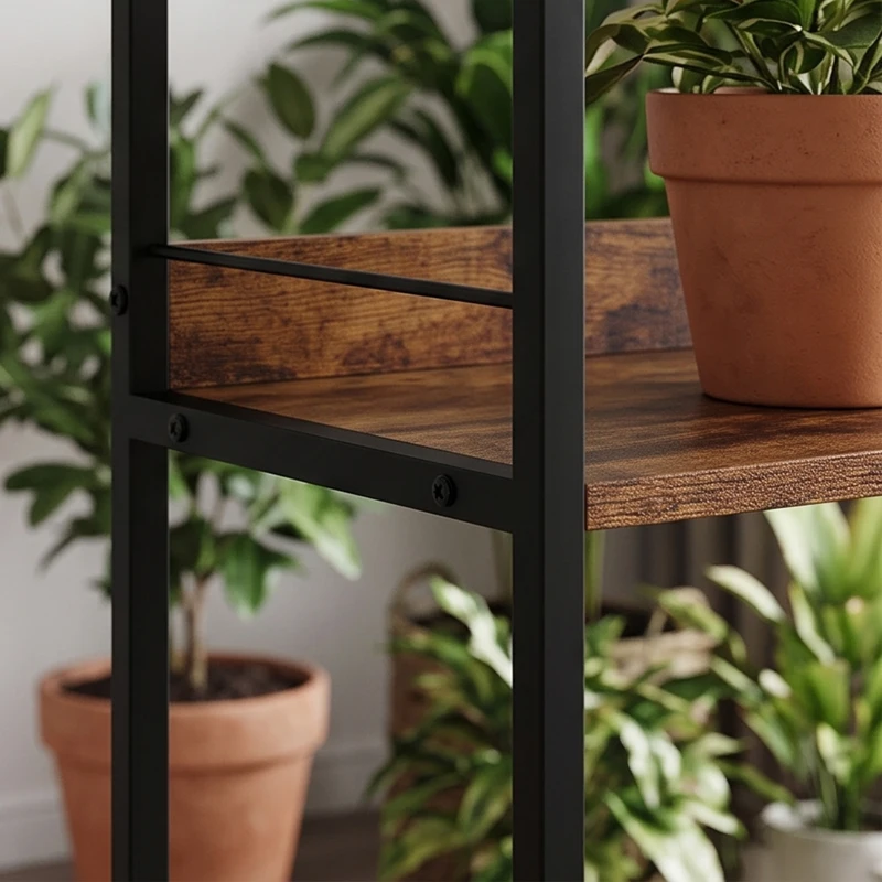 HOMCOM Bookshelf 5 Tier Arched Bookcase, 69.5" Tall Industrial Open Book Shelves with Metal Frame, Rustic Brown