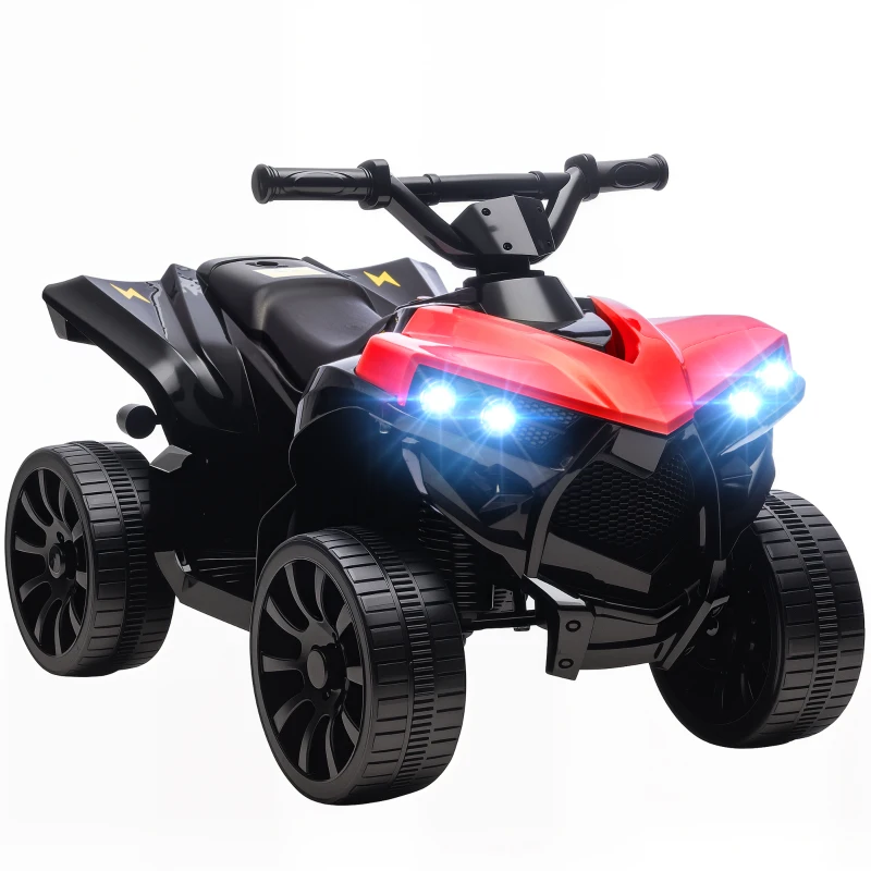 Qaba 6V Kids ATV, 4 Wheeler Electric Ride on Car with Music and LED Headlights, for Ages 18-56 Months Boys and Girls, Red