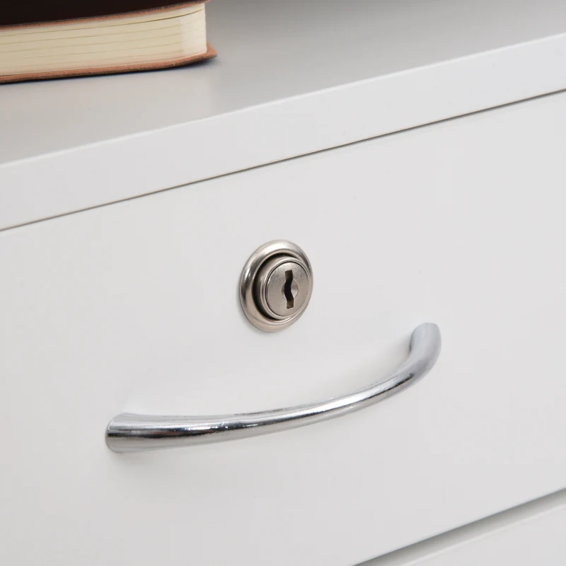HOMCOM 24" Vertical Filing Cabinet with Lockable Drawer, Mobile File Cabinet with 2 Keys, Wheels for Home Office, White