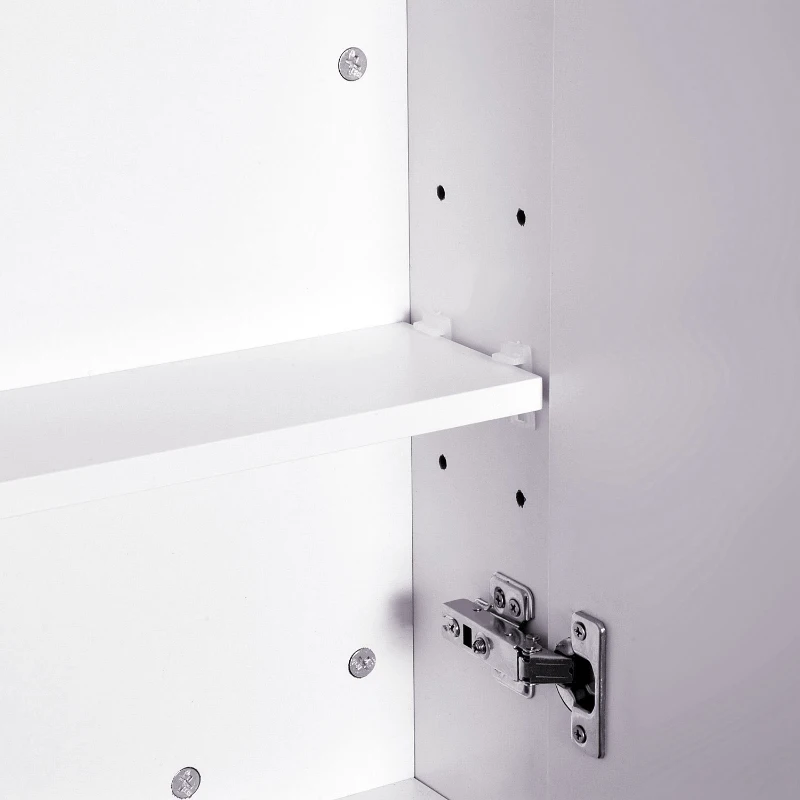 HOMCOM Wall Mount Mirrored Medicine Cabinet, Bathroom Mirror Cabinet with Adjustable Shelf, Double Soft Closing Doors, Light Lilac