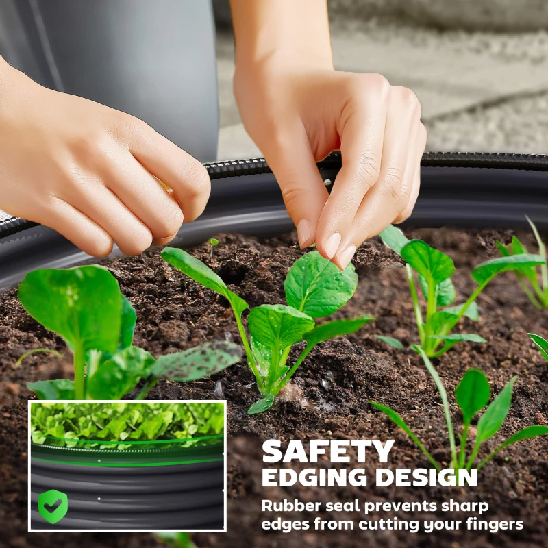 Outsunny Set of 2 Raised Garden Bed, Metal Planter Box with Safety Edging, Easy-to-assemble Stock Tank, Dark Grey