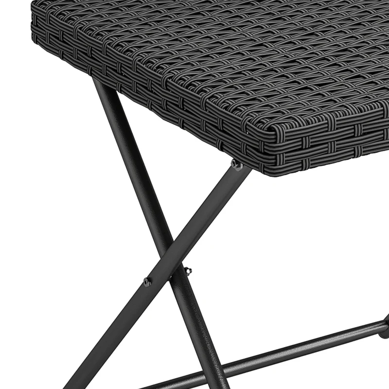 Outsunny Patio Wicker Coffee Table, Outdoor PE Rattan Garden Folding Side Table, 15.75"x15.75"x15.75", Black