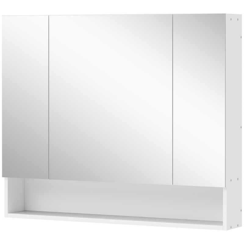 kleankin Wall Mounted Bathroom Medicine Cabinet with Mirror and Adjustable Shelves, White
