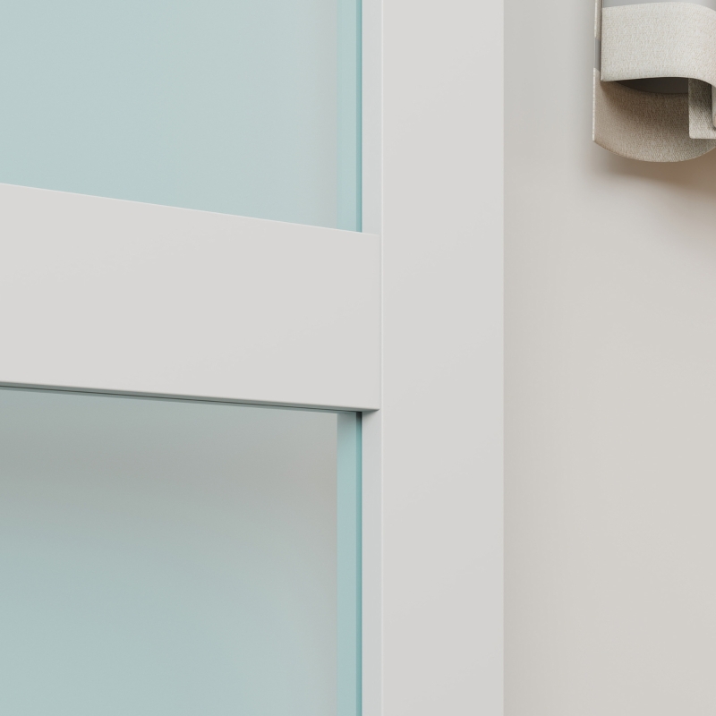 HOMCOM Sliding Door, 28" x 84" Sliding Barn Door with Hardware Kit Included & Handle, PVC Surface, White