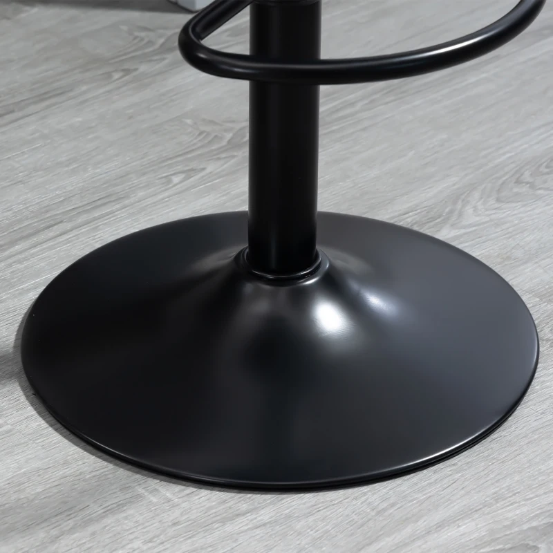 HOMCOM Adjustable Bar Stools Set of 2, Swivel Barstools with Footrest and Back, PU Leather and Steel Round Base, Black