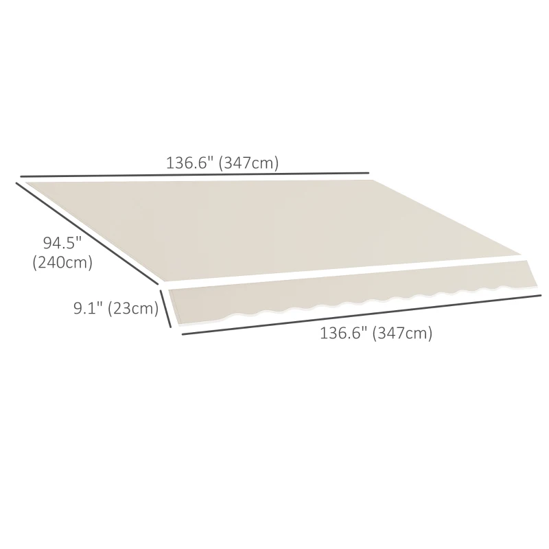 Outsunny 11' x 8' Outdoor Sunshade Canopy Awning Cover, Retractable Awning Fabric Replacement, UV Protection, Cream White