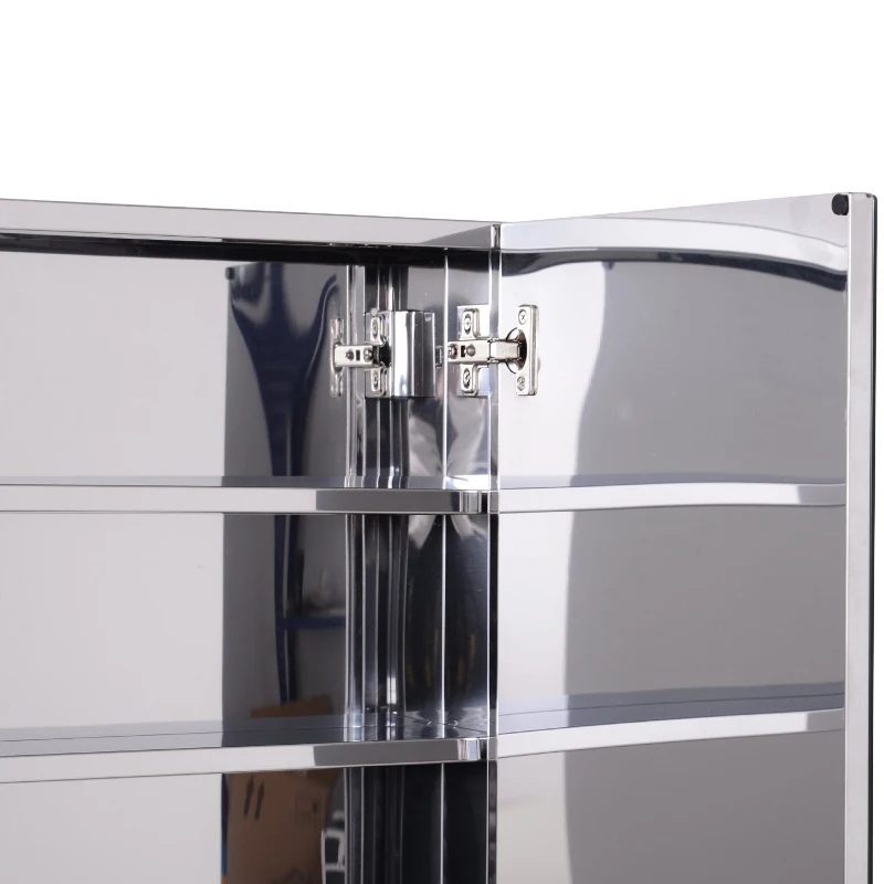 HOMCOM Wall Mounted Mirror Cabinet, Bathroom Medicine Cabinet with Mirror, 2 Doors and 3-tier Shelving, Silver