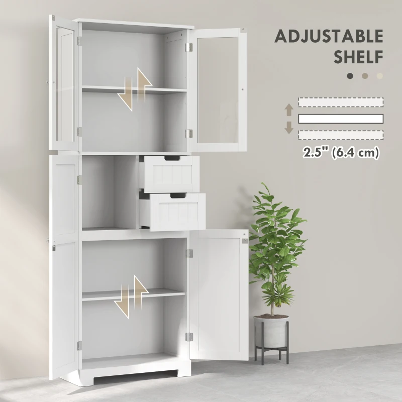 HOMCOM Floor Bathroom Storage Cabinet, Tall Bathroom Cabinet with Adjustable Shelves, for Kitchen, Living Room, White