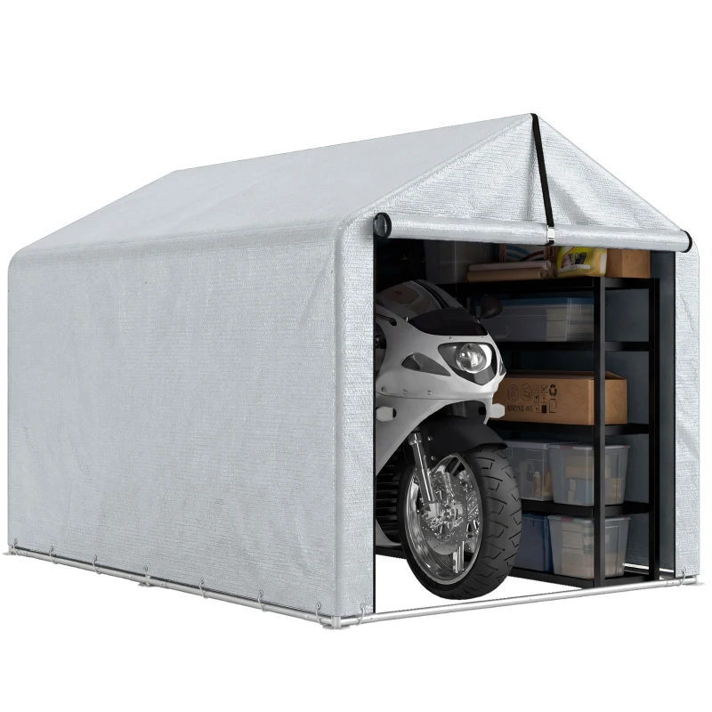 Outsunny 7' x 5' Portable Shed, Waterproof Bike Tent with Roll-up Zipper Door and Galvanized Metal Frame for Bike