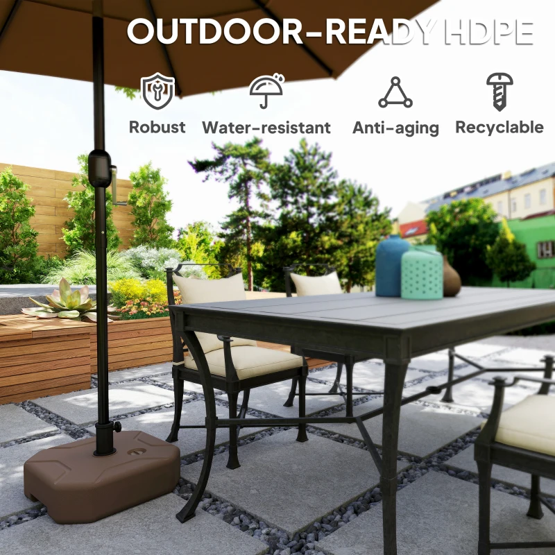 Outsunny Square Patio Umbrella Base Holder, Heavy Duty Outdoor Umbrella Stand Base, Filled Up to 55lbs with Sand or 44lbs with Water for Garden, Poolside, Brown