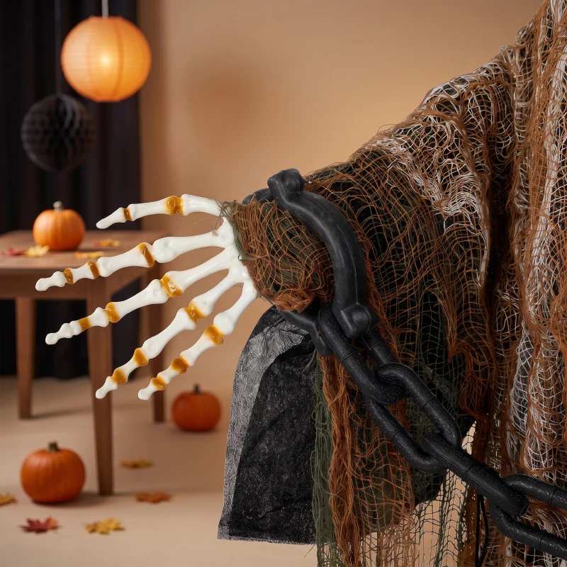HOMCOM 5.6 ft Animated Grim Reaper, Life-Size Halloween Animatronic with Moving Hands/Head, Glowing Eyes, Creepy Sound