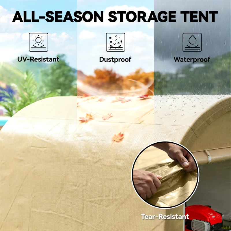 Outsunny 10' x 10' Outdoor Storage Tent, Heavy Duty and Waterproof Portable Shed for Bike, Motorcycle & Garden Tools