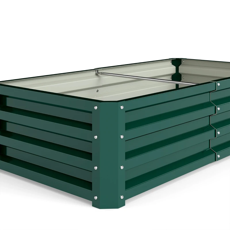 Outsunny 4' x 2' x 1' Raised Garden Bed, Set of 2 Galvanized Planter Box for Vegetables, Flowers, Herbs, Green
