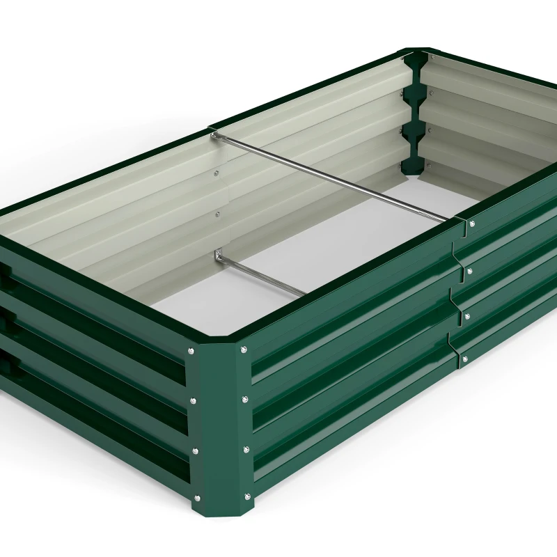 Outsunny 4' x 2' x 1' Raised Garden Bed, Set of 2 Galvanized Planter Box for Vegetables, Flowers, Herbs, Green