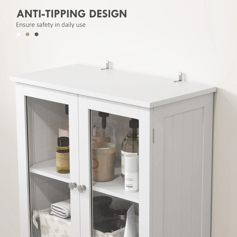 HOMCOM Floor Bathroom Storage Cabinet, Tall Bathroom Cabinet with Adjustable Shelves, for Kitchen, Living Room, White