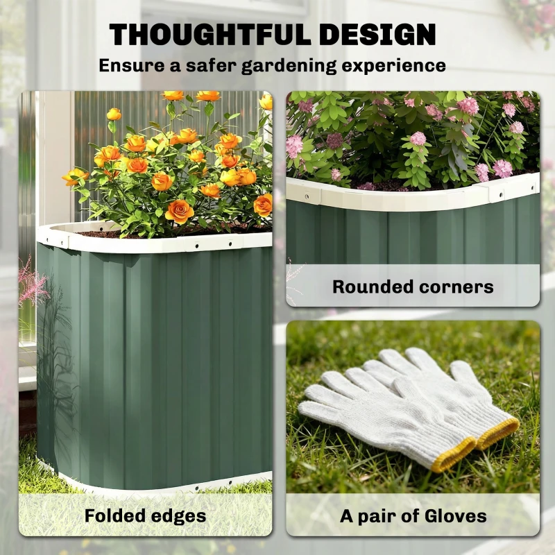 Outsunny Galvanized Raised Garden Bed, Deep Root Planter Box, Outdoor Garden Bed with Plant Labels, 4.5' x 2' x 2', Light Green