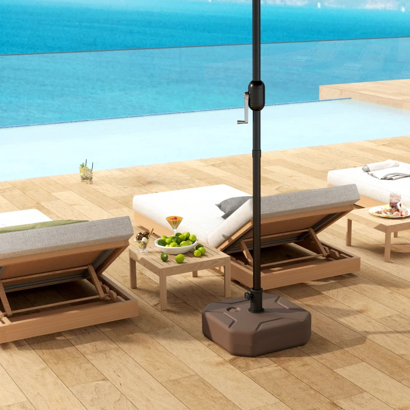Outsunny Square Patio Umbrella Base Holder, Heavy Duty Outdoor Umbrella Stand Base, Filled Up to 55lbs with Sand or 44lbs with Water for Garden, Poolside, Brown