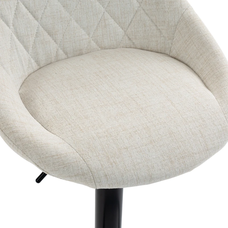HOMCOM Bar Stools Set of 3, Swivel Counter Height Bar Stools with Back, Adjustable Linen-Look Bar Chairs, Off-White