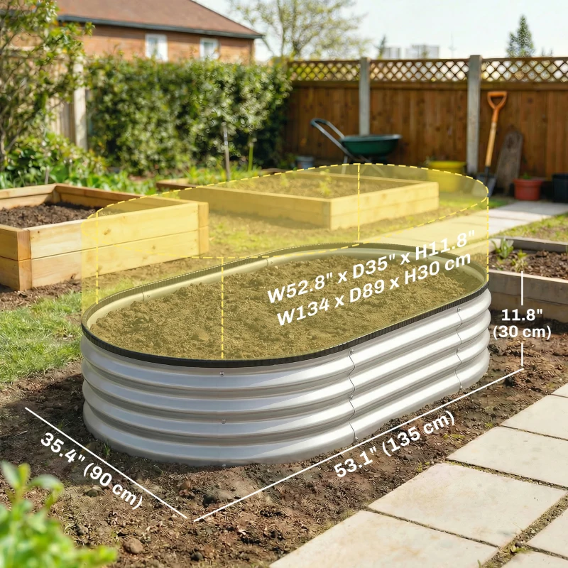 Outsunny 2Pcs Galvanized Raised Garden Bed, 4 x 3 x 1 ft Modular Metal Garden Beds with Rubber Strip Edging, Silver