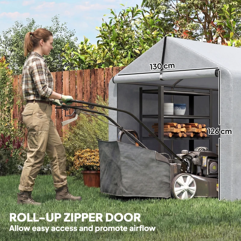 Outsunny 7' x 5' Portable Shed, Waterproof Bike Tent with Roll-up Zipper Door and Galvanized Metal Frame for Bike