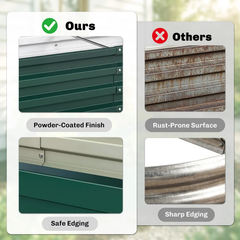 Outsunny 4' x 2' x 1' Raised Garden Bed, Set of 2 Galvanized Planter Box for Vegetables, Flowers, Herbs, Green