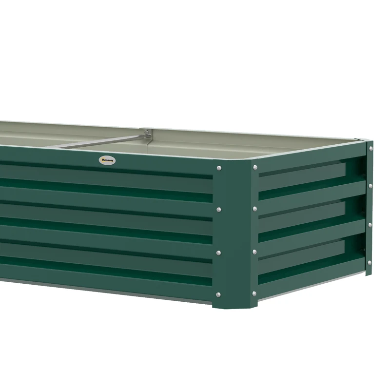 Outsunny 4' x 2' x 1' Raised Garden Bed, Set of 2 Galvanized Planter Box for Vegetables, Flowers, Herbs, Green