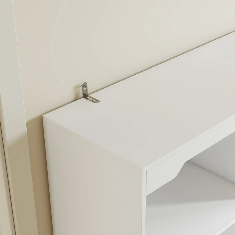 HOMCOM Bookshelf with 8 Cubbies and 4 Drawers, 5-Tier Double Wide Bookcase with Storage, Standing Book Cabinet, White