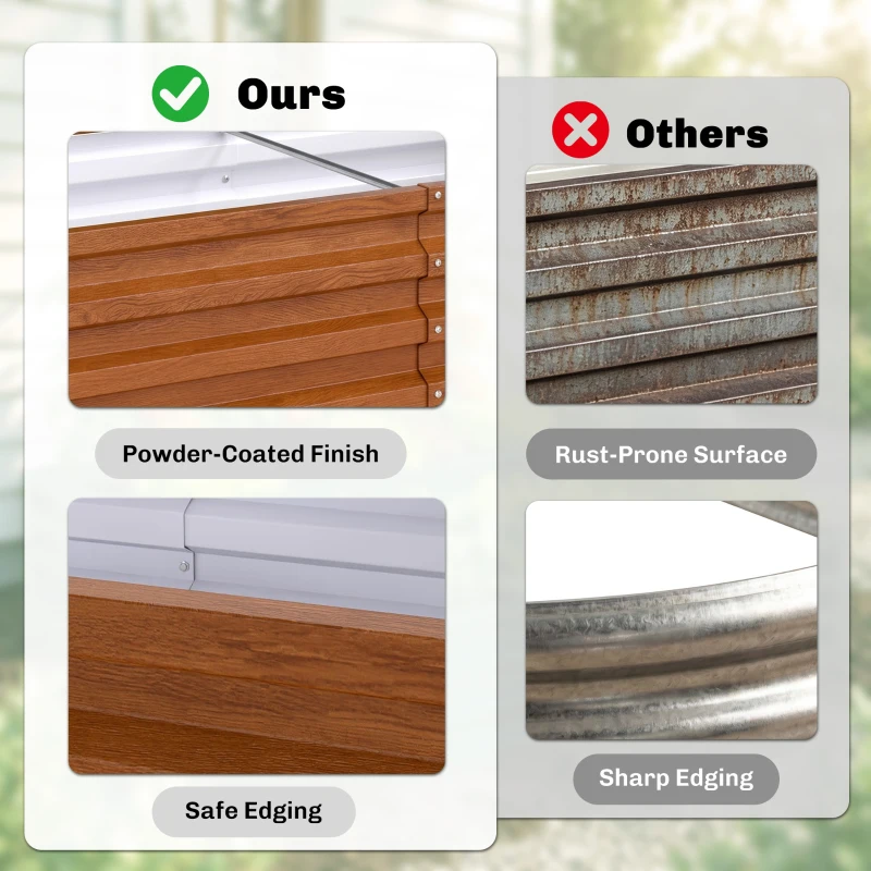 Outsunny 4' x 2' x 1' Raised Garden Bed, Set of 2 Galvanized Planter Box for Vegetables, Flowers, Herbs, Dark Brown Wood Effect