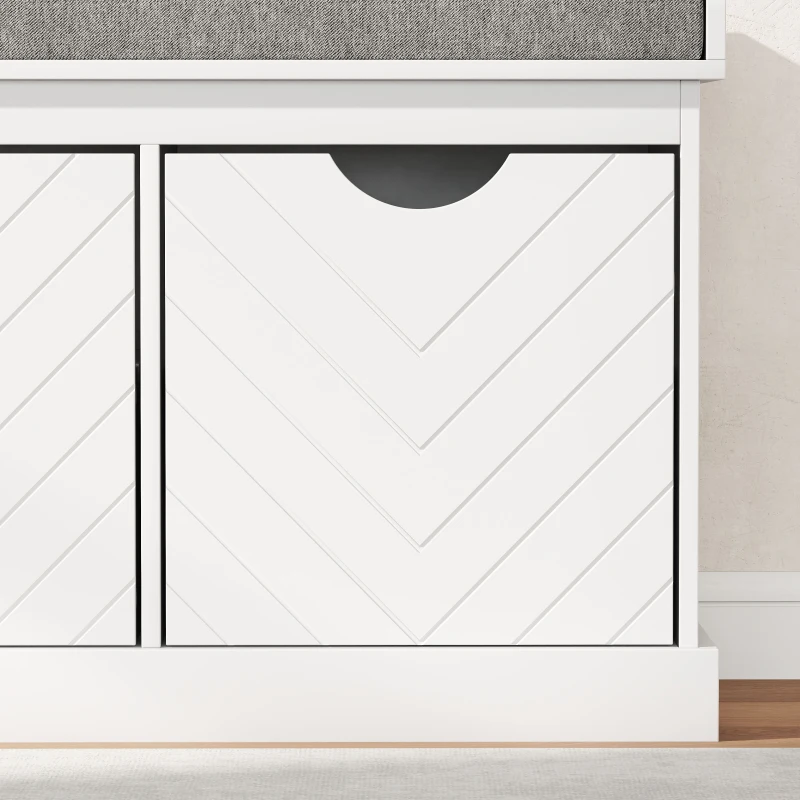 HOMCOM Shoe Storage Bench, Linen-Look Entryway Bench with 3 Removable Drawers and Padded Seat Cushion for Hallway, White
