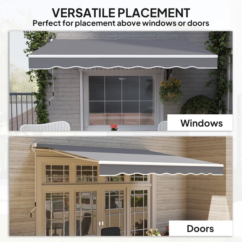 Outsunny 8' x 7' Retractable Awning, Patio Awnings, Sunshade Shelter with 280 g/m² UV & Water-Resistant Fabric, Dark Grey