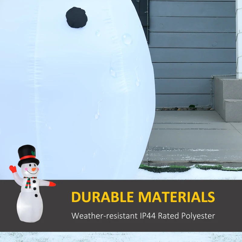 HOMCOM 8 Ft Tall Outdoor Lighted Airblown Inflatable Christmas Lawn Decoration - Waving Snowman