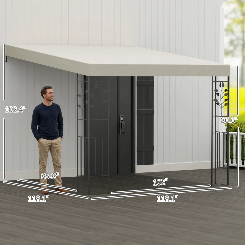 Outsunny 10' x 10' Outdoor Pergola Canopy, Metal Patio Canopy with Drainage Holes for Backyard, Garden, Cream White