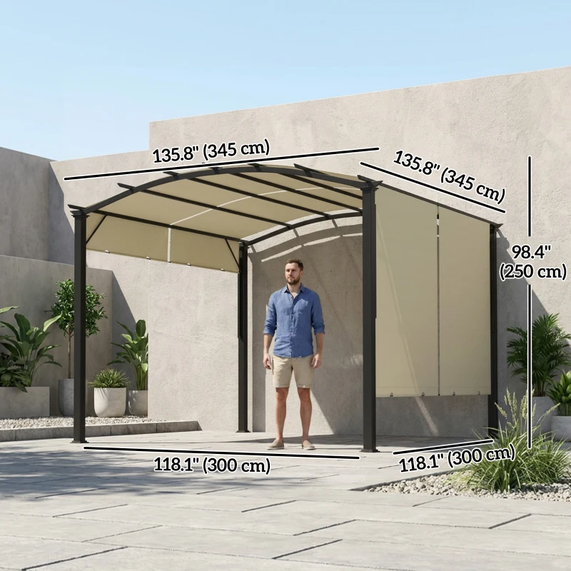 Outsunny 11' x 11' Retractable Pergola Canopy for Patio, Backyard, Beige