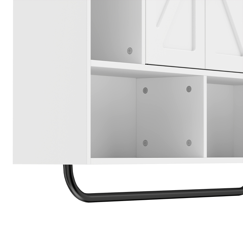 HOMCOM Bathroom Wall Cabinet, Medicine Cabinet Wall Mounted with Open and Hidden Storage Space for Bathroom, White