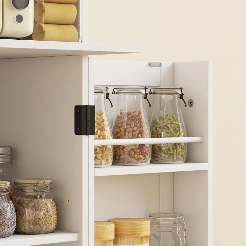 HOMCOM 71.5" Tall Pantry Cabinet, Farmhouse Kitchen Storage Cabinet with Adjustable Shelves, 8 Door Spice Racks, White