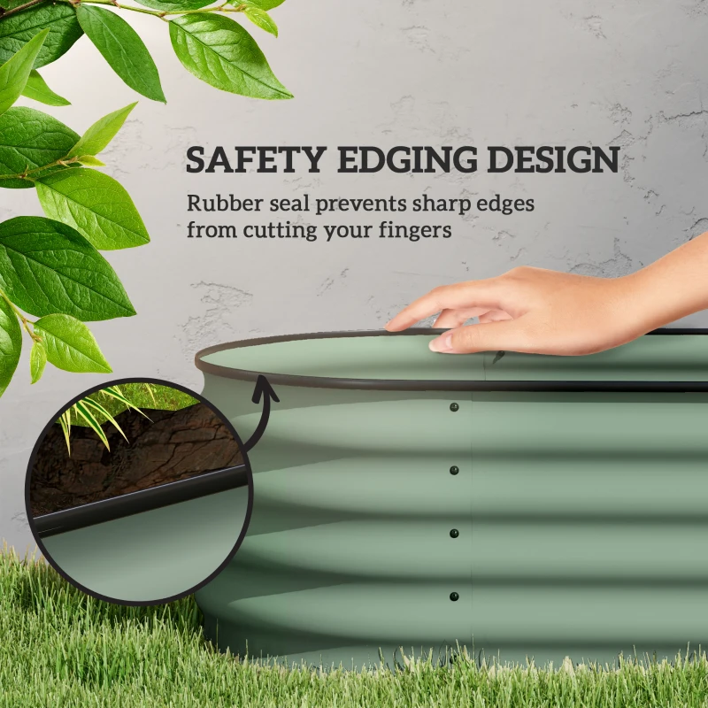 Outsunny 8 x 2 x 1.5ft Galvanized Raised Garden Bed Kit, Metal Planter Box with Safety Edging,  Green