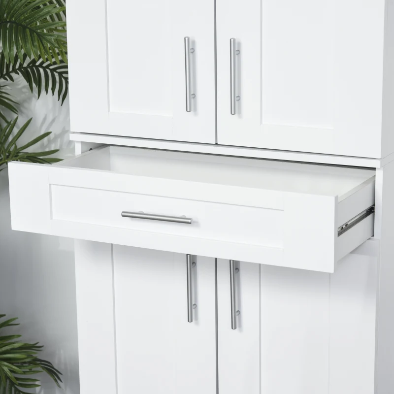 HOMCOM 72" Storage Cabinet, Freestanding Kitchen Pantry Cabinet with 4 Doors, Drawer and 3 Adjustable Shelves, White