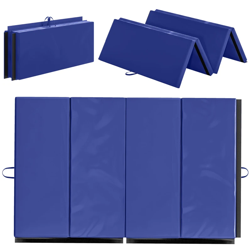 Soozier 4'x10'x2" Folding Gymnastics Tumbling Mat, Exercise Mat with Carrying Handles for Yoga, MMA, Martial Arts, Blue