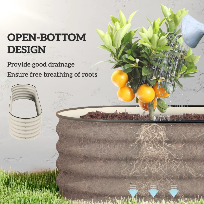 Outsunny 6.5 x 2 x 1.5ft Galvanized Raised Garden Bed Kit, Metal Planter Box with Safety Edging, Cream White