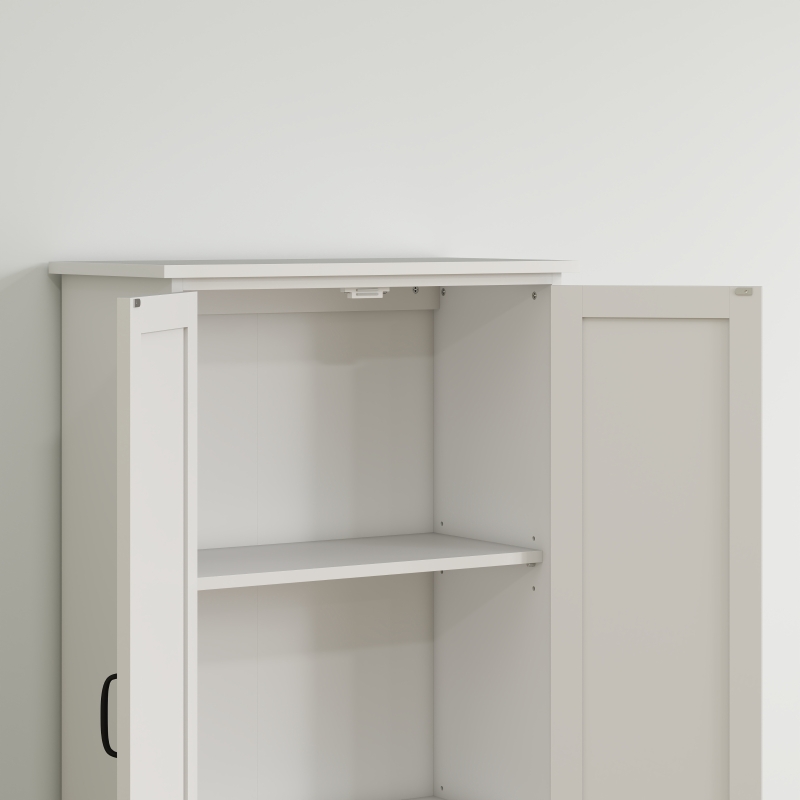 HOMCOM 60" 4-Door Storage Cabinet Multi-Storey Large Space Pantry with Adjustable Shelves White