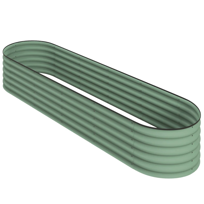 Outsunny 8 x 2 x 1.5ft Galvanized Raised Garden Bed Kit, Metal Planter Box with Safety Edging,  Green