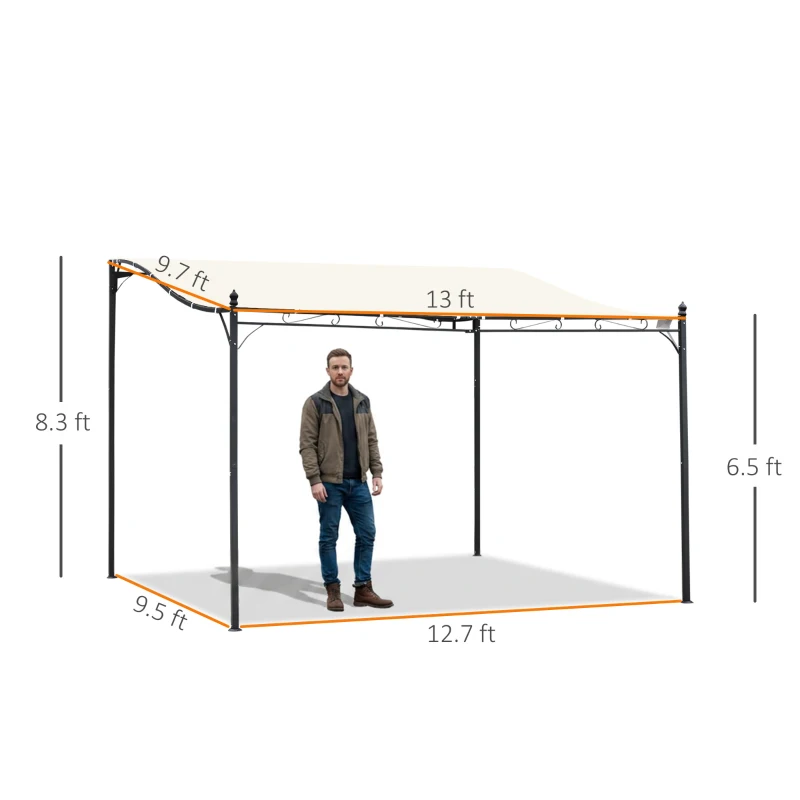 Outsunny 10' x 13' Outdoor Pergola Gazebo, Steel Patio Canopy with Weather-Resistant Fabric and Drainage Holes, Cream White