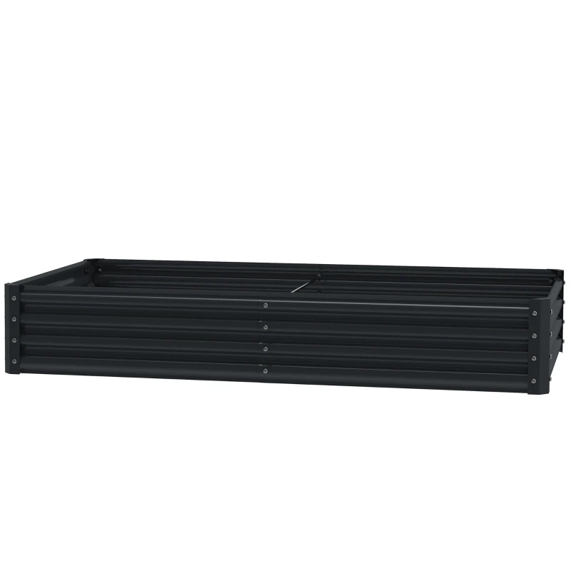 Outsunny 6 x 3 x 1ft Galvanized Raised Garden Bed, Reinforced Outdoor Planter Box with Open Bottom, Dark Grey