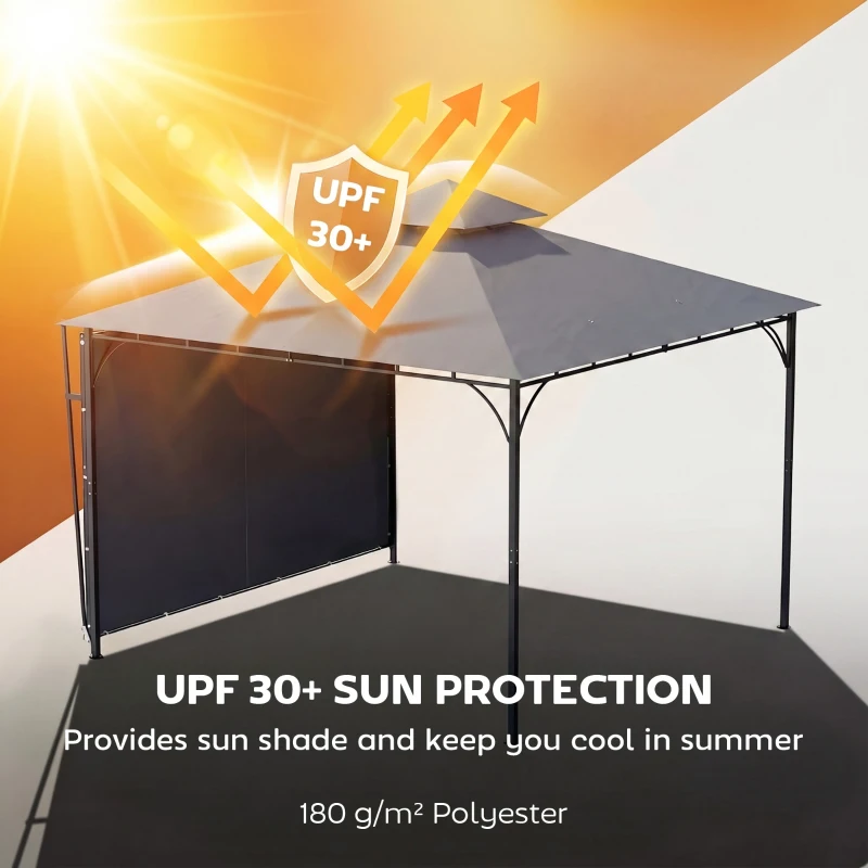 Outsunny Patio Gazebo with Double Roof Outdoor Gazebo Canopy with Extendable Shade 10.5′ x 10.5′ Dark Grey