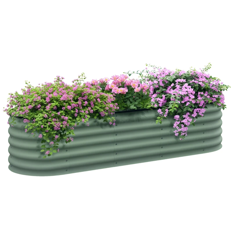 Outsunny 6.5 x 2 x 1.5 FT Galvanized Steel Raised Garden Bed, Metal Garden Bed Planter Box with Safety Edging, Green