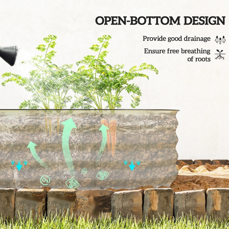Outsunny 7.9 x 2 x 1ft Galvanized Raised Garden Bed Kit, Metal Planter Box with Safety Edging, Cream White